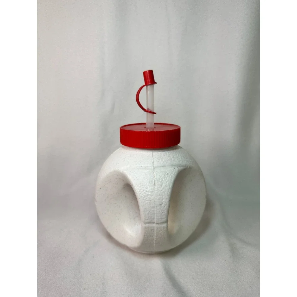 Vintage Pizza Hut Basketball Souvenir Cup White‎ Plastic Water Bottle Straw Lid